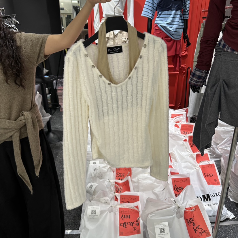 RARE CLOSET東大門實拍女士新款推薦熱賣人氣針織衫疊穿RARE CLOSET針織衫圖色1