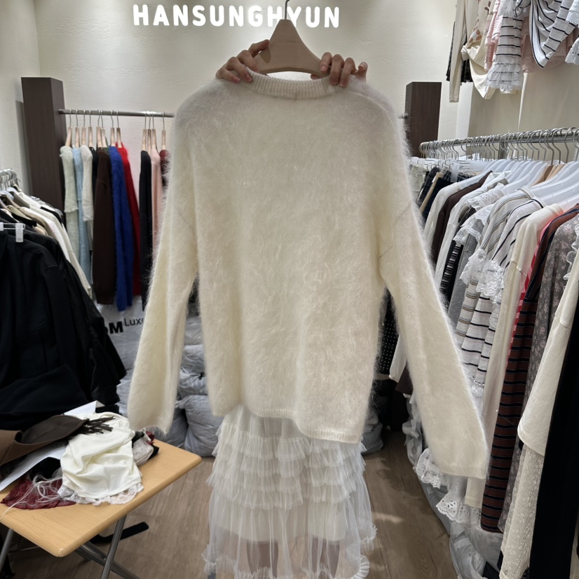 HANSUNGHYUN東大門實拍女士新款人氣推薦真品毛衣圓領寬松HANSUNGHYUN毛衣