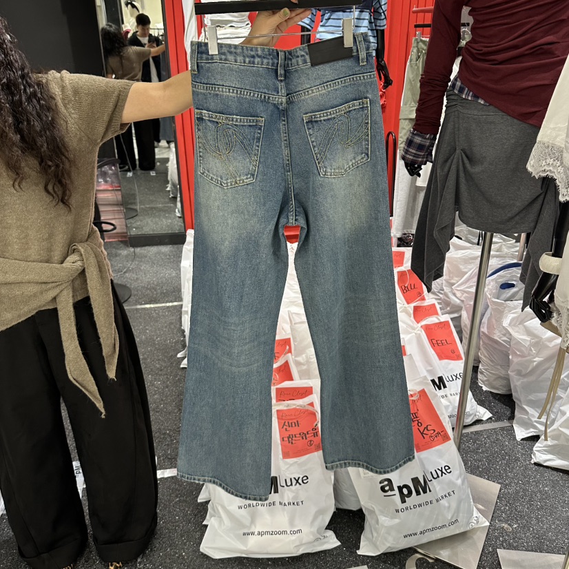RARE CLOSET東大門代購女裝新品時尚推薦真品休閑牛仔褲RARE CLOSET牛仔褲