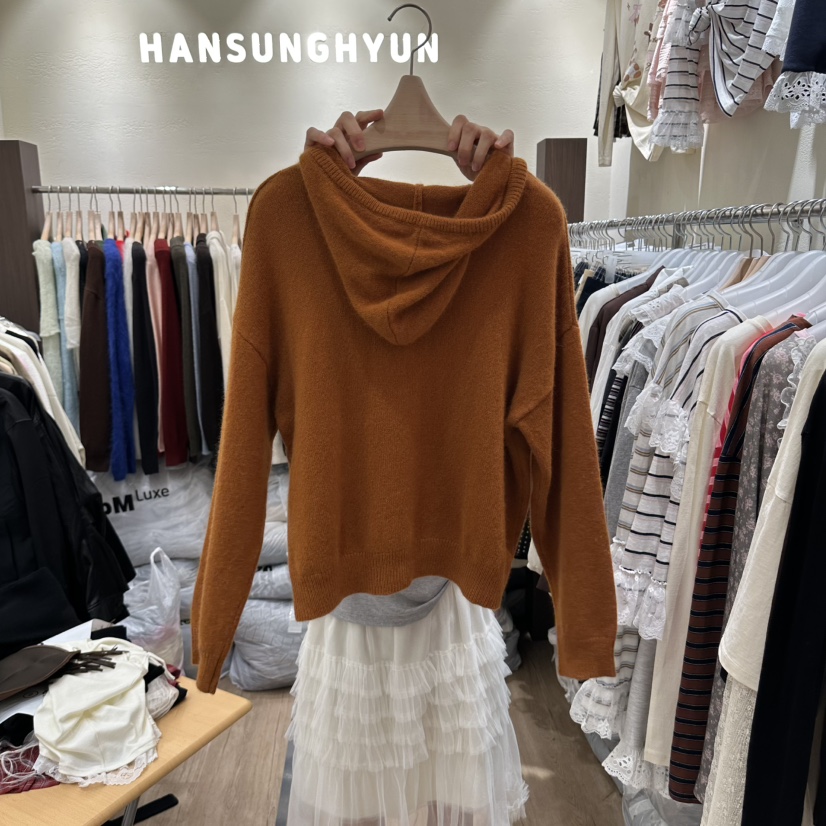HANSUNGHYUN東大門實拍女裝新品人氣衛衣羊毛100連帽針織衫HANSUNGHYUN衛衣