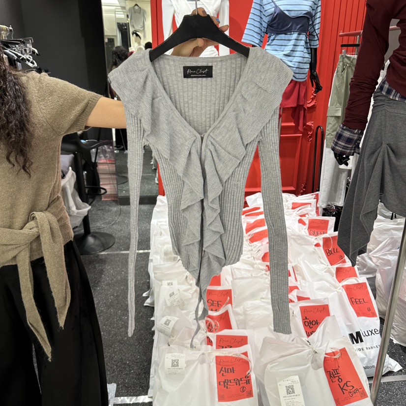 RARE CLOSET韓國直郵女裝新款時尚人氣真品推薦針織衫褶皺RARE CLOSET針織衫圖色2