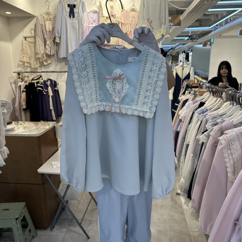 PAPA韓國代購女裝新款熱賣真品休閑推薦時尚人氣襯衫蕾絲衫Papaine/HALMADE襯衫/蕾絲衫圖色1