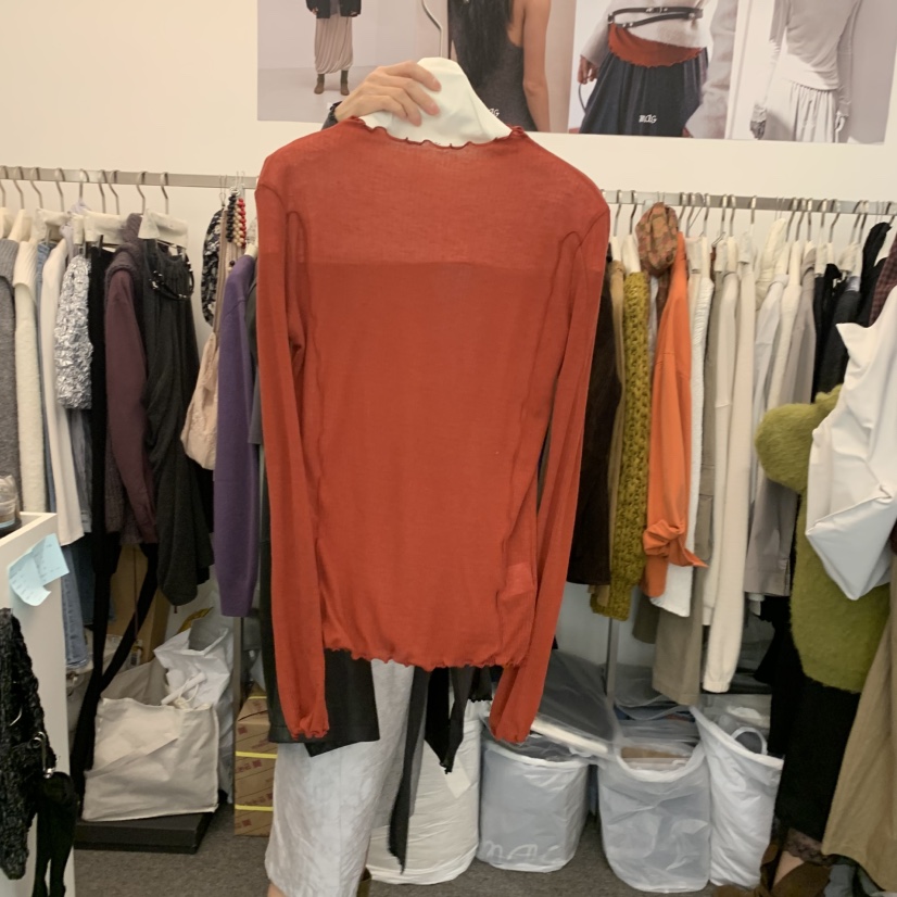 MAG東大門代購女裝新品真品時尚熱賣人氣休閑長袖T恤羊絨SALONDEMAG長袖T恤圖色1