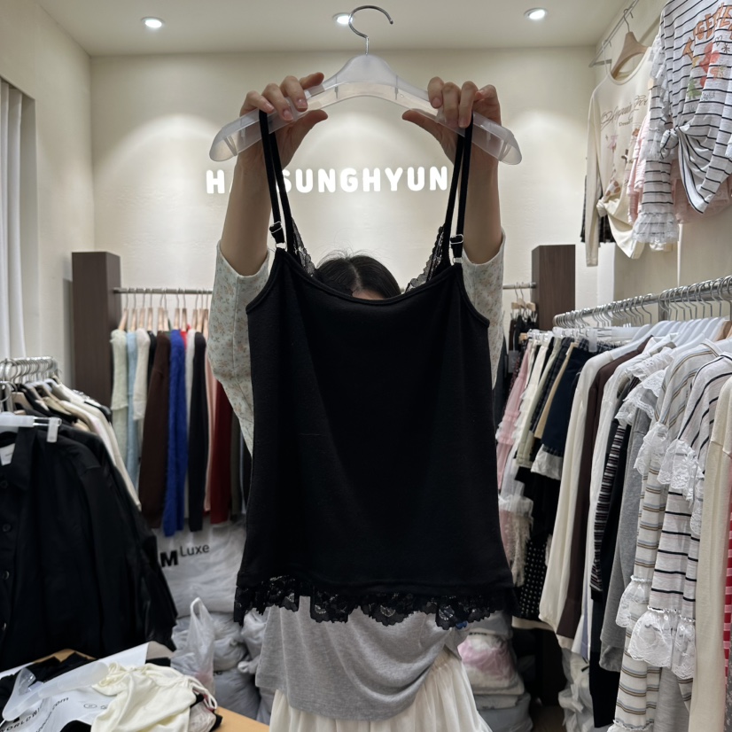 HANSUNGHYUN東大門實拍女士新品熱賣時尚吊帶背心蕾絲無袖HANSUNGHYUN吊帶/背心