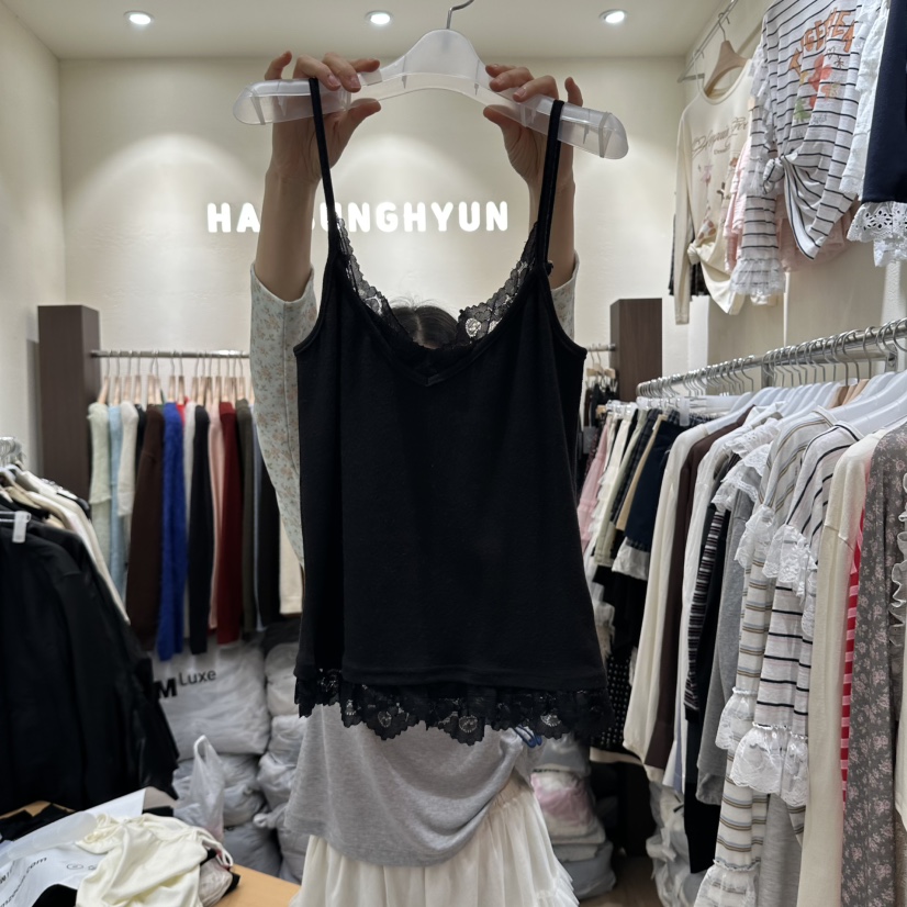 HANSUNGHYUN東大門實拍女士新品熱賣時尚吊帶背心蕾絲無袖HANSUNGHYUN吊帶/背心圖色2