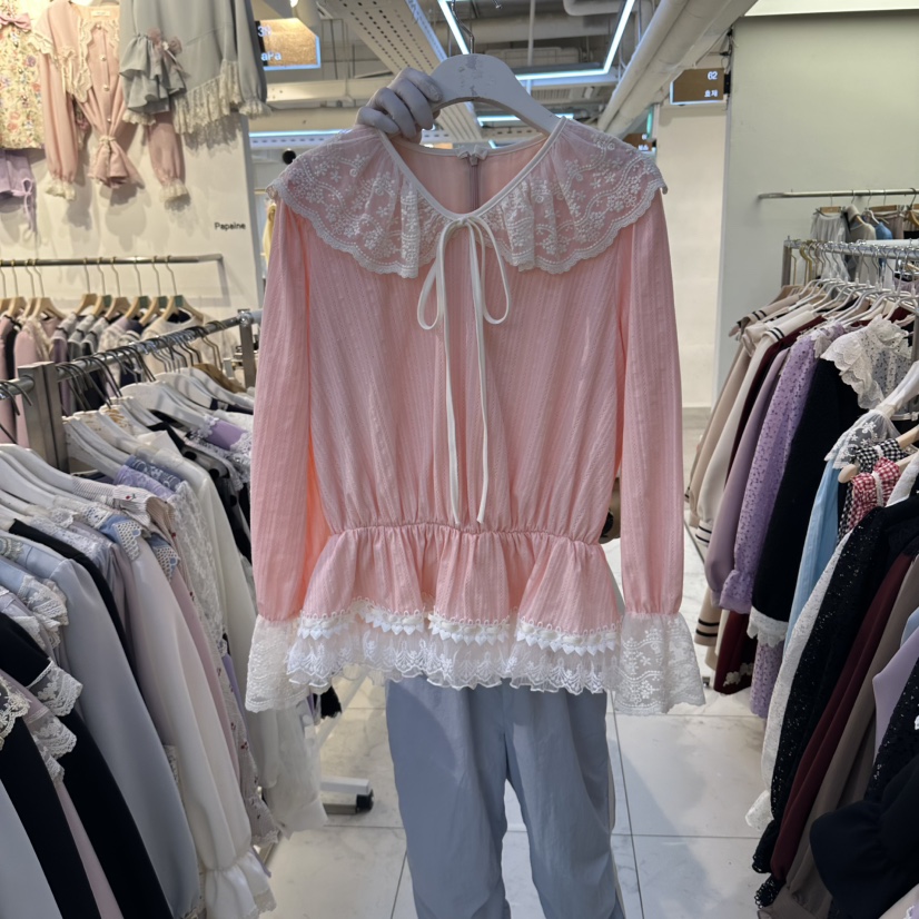 PAPA東大門實拍女裝新品時尚推薦休閑熱賣真品襯衫蕾絲衫Papaine/HALMADE襯衫/蕾絲衫圖色1