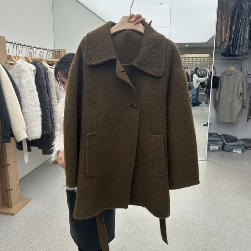 UTRE韓國直郵女裝新品人氣推薦時尚真品熱賣短款大衣含腰帶UTRE短款大衣圖色2