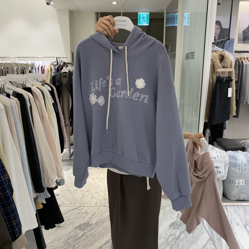VENIR-A韓國代購女士新品休閑熱賣人氣真品衛衣連帽衫刺繡VENIR-A衛衣圖色3