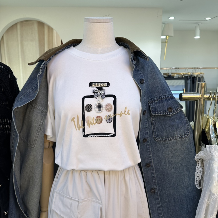 COCO HOLIC東大門代購女裝新品時尚真品推薦休閑T恤珍珠COCO HOLICT恤圖色1