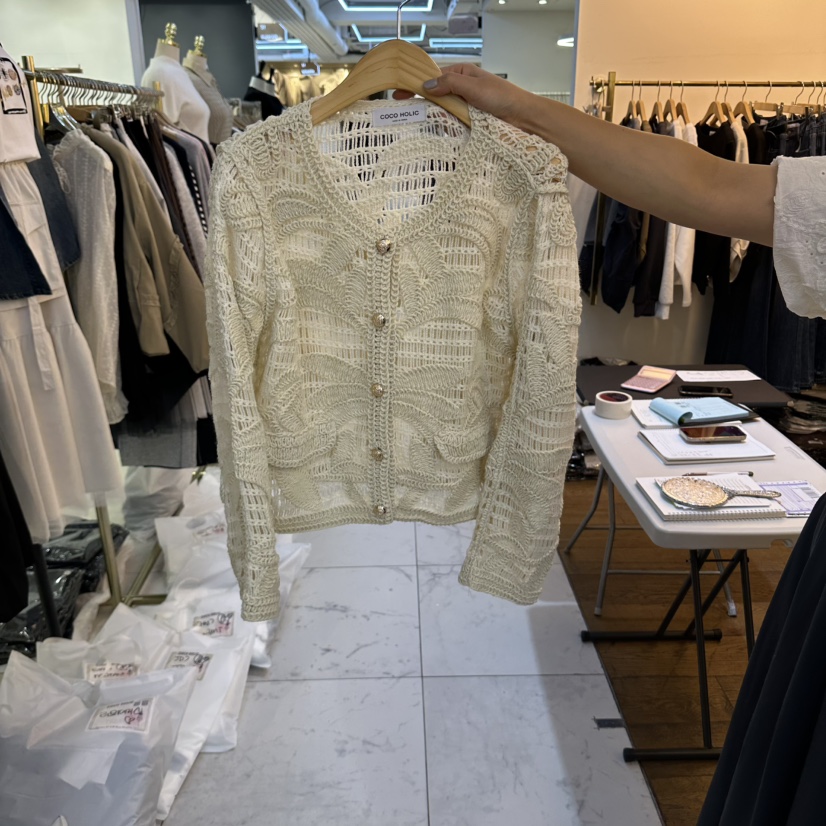 COCO HOLIC韓國代購女士新品推薦人氣休閑熱賣時尚開衫花朵COCO HOLIC開衫圖色1