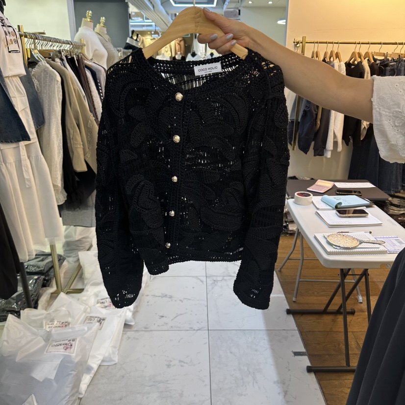 COCO HOLIC韓國代購女士新品推薦人氣休閑熱賣時尚開衫花朵COCO HOLIC開衫圖色3