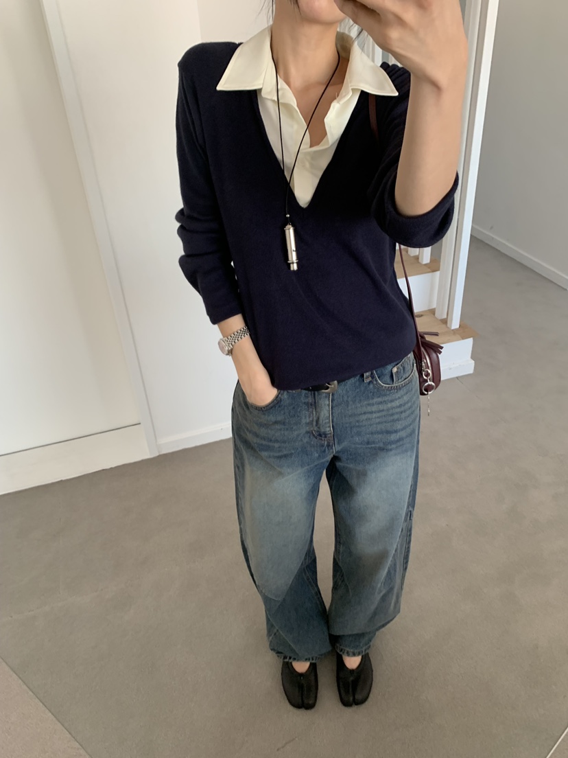 TRUE韓國代購女士新款推薦休閑時尚人氣熱賣長袖T恤假兩件TRUE長袖T恤