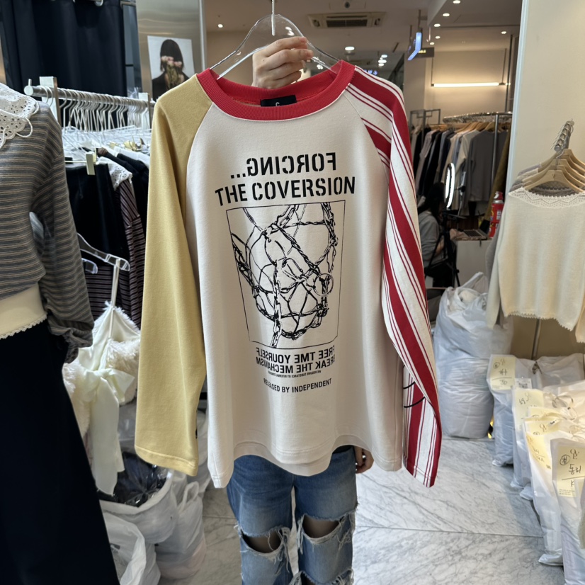 CHEAP-CHIC韓國直郵女士新款時尚推薦人氣熱賣休閑長袖T恤CHEAP-CHIC/CHARLES THE SECOND長袖T恤圖色1