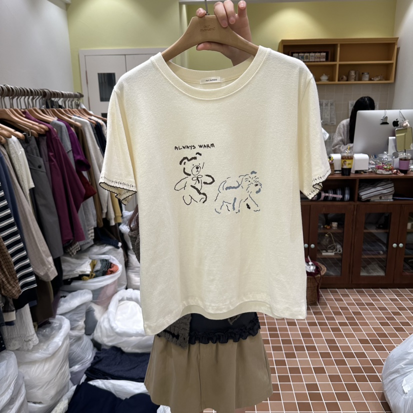 OURMOMENT東大門實拍女士新品時尚真品推薦熱賣人氣休閑T恤OURMOMENTT恤圖色1