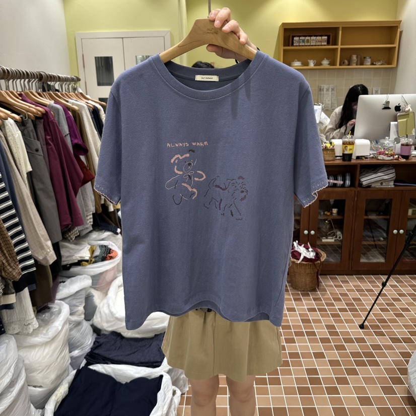 OURMOMENT東大門實拍女士新品時尚真品推薦熱賣人氣休閑T恤OURMOMENTT恤圖色3