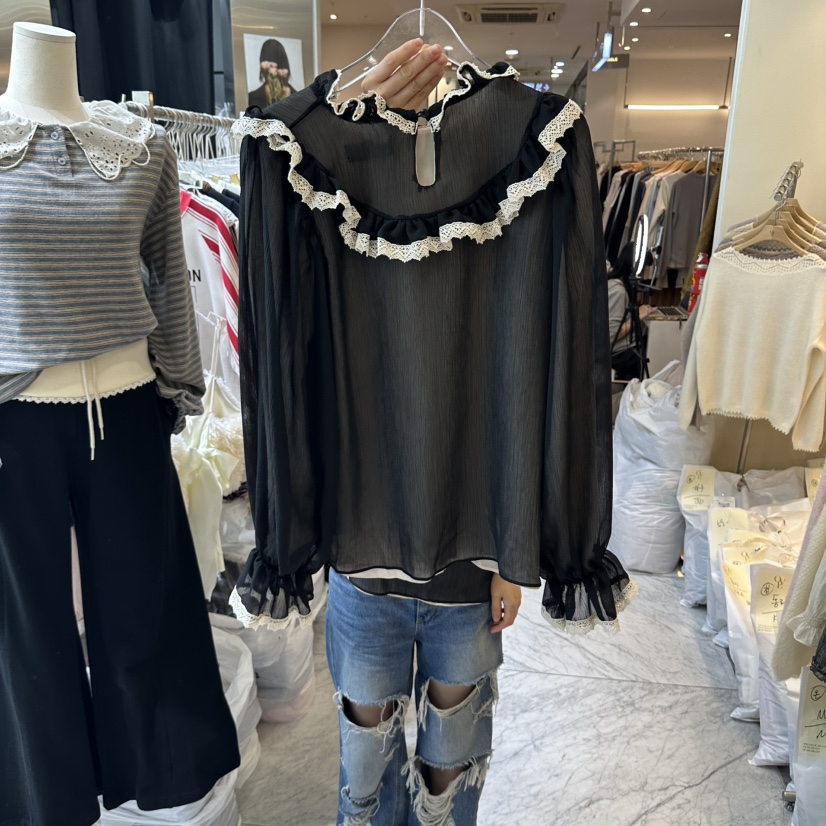 CHEAP-CHIC韓國代購女士新款時尚人氣休閑真品襯衫蕾絲衫CHEAP-CHIC/CHARLES THE SECOND襯衫/蕾絲衫