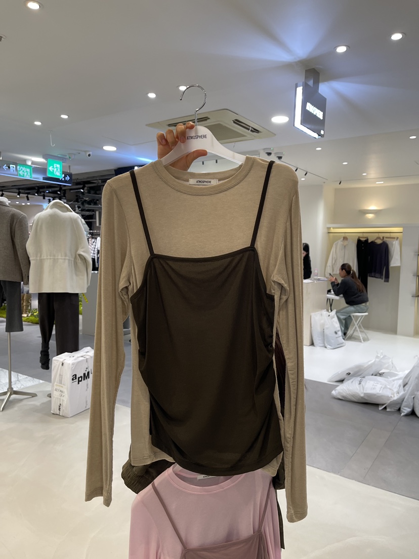 ATMOSPHERE東大門代購女士新品熱賣人氣時尚長袖T恤假兩件ATMOSPHERE長袖T恤圖色2