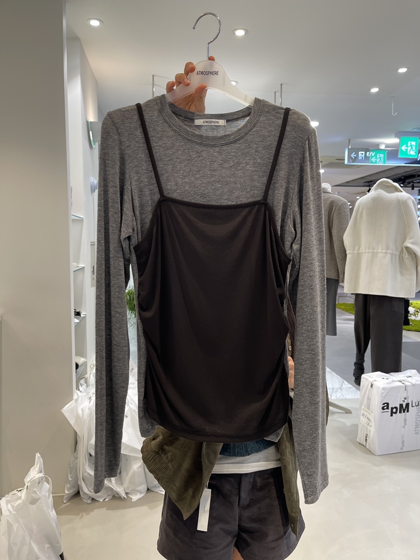 ATMOSPHERE東大門代購女士新品熱賣人氣時尚長袖T恤假兩件ATMOSPHERE長袖T恤圖色3