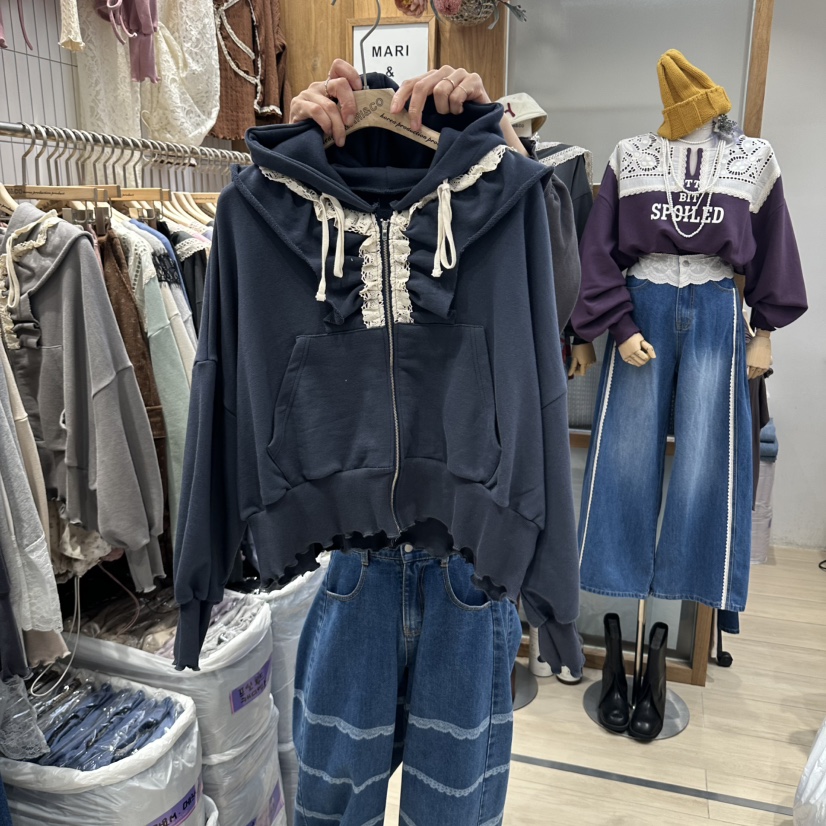MARI CO韓國直郵女裝新款真品休閑人氣衛衣荷葉邊連帽衫MARI CO衛衣圖色3