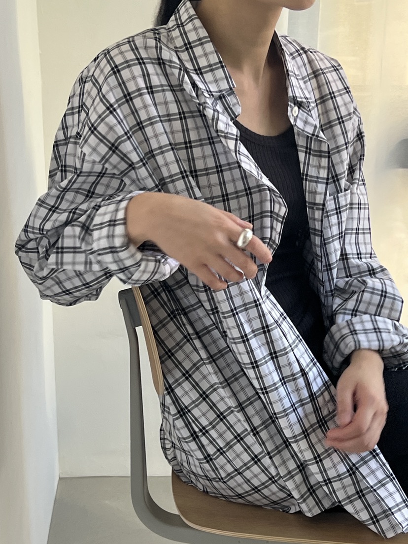 MYOS東大門實拍女裝新品人氣熱賣推薦休閑襯衫蕾絲衫格子MYOS襯衫/蕾絲衫