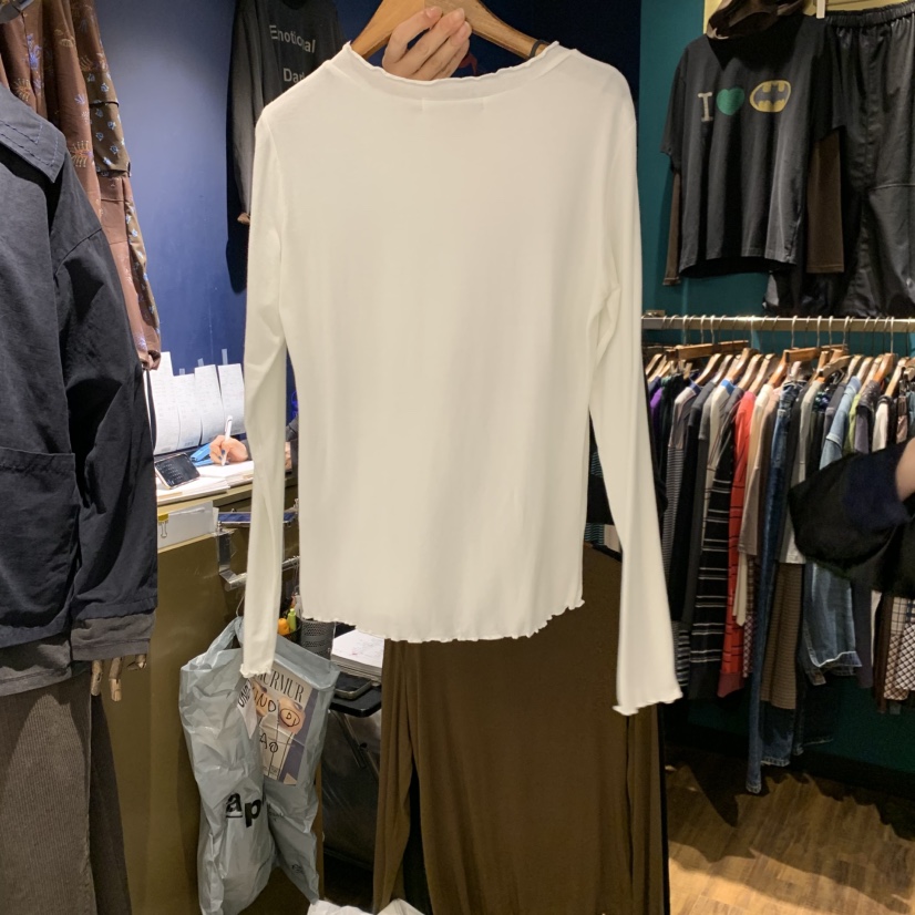 MERCI LINDA東大門實拍女裝新品人氣時尚長袖T恤天絲褶皺MERCI LINDA長袖T恤