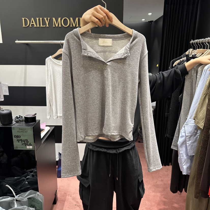 DAILY MOMENT韓國代購女士新品休閑真品熱賣人氣長袖T恤DAILY MOMENT長袖T恤圖色1