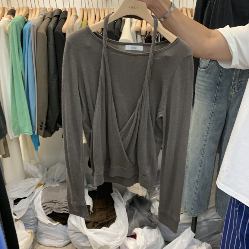 ORRD東大門代購女士新品真品人氣休閑熱賣推薦長袖T恤假兩件ORRD長袖T恤圖色2