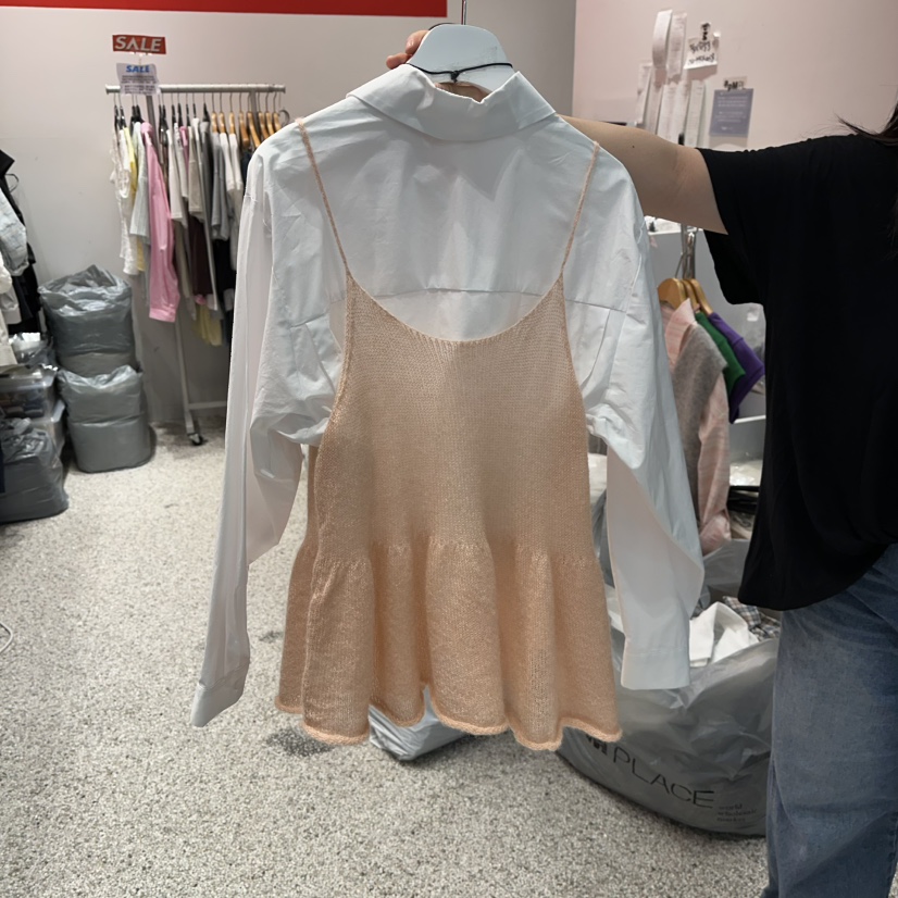 ATPZ東大門實拍女裝新款真品休閑推薦吊帶背心針織無袖喇叭ATTENTION PLEAES吊帶/背心