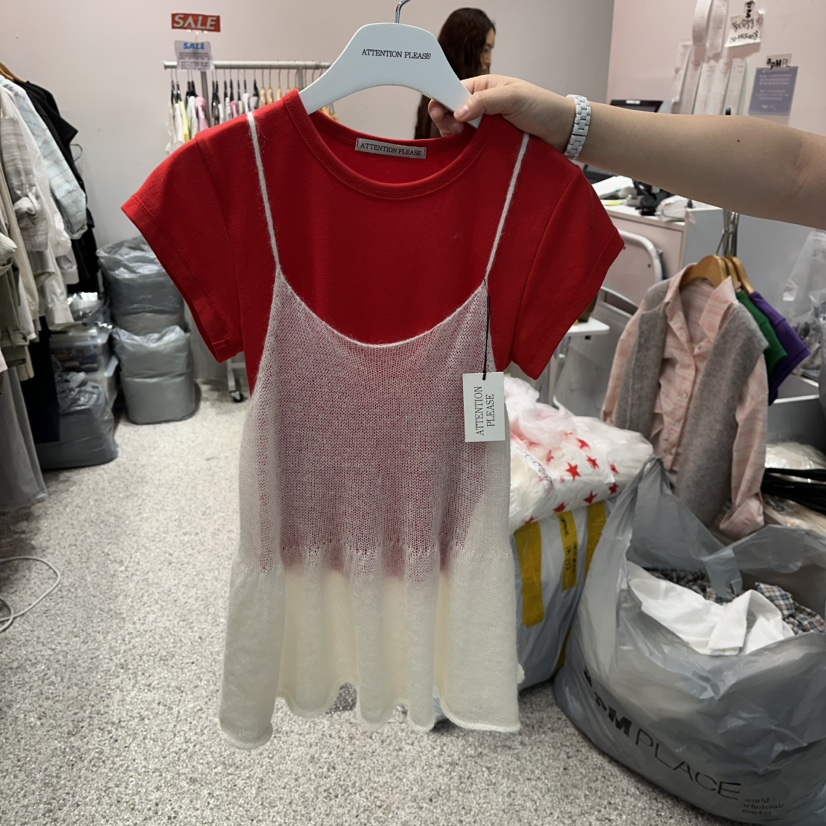 ATPZ東大門實拍女裝新款真品休閑推薦吊帶背心針織無袖喇叭ATTENTION PLEAES吊帶/背心圖色3