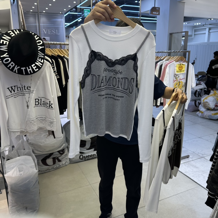 K STORY東大門代購女裝新品真品熱賣推薦人氣長袖T恤假兩件K STORY長袖T恤圖色3