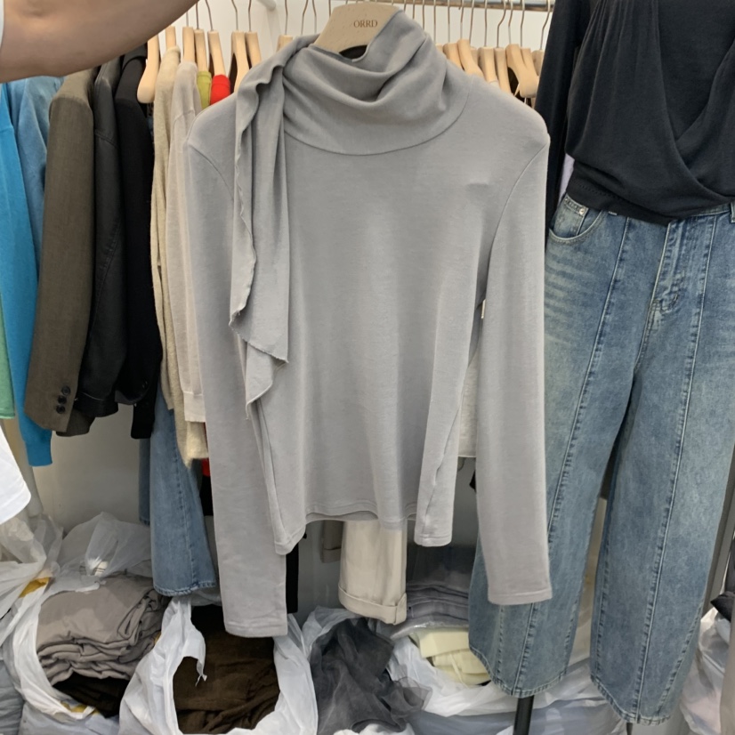 ORRD東大門代購女士新款熱賣休閑時尚真品推薦長袖T恤圍巾ORRD長袖T恤圖色1摩卡