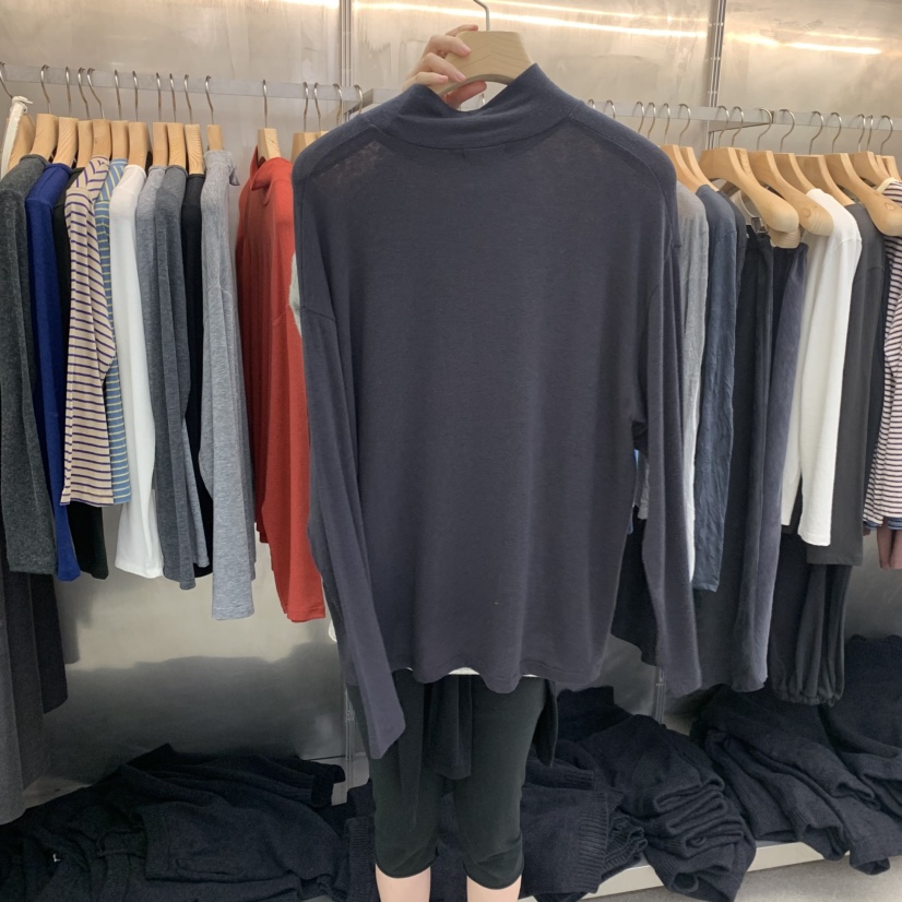 ESSENCE韓國代購女裝新品時尚人氣熱賣休閑推薦長袖T恤高領ESSENCE長袖T恤