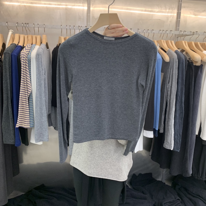ESSENCE東大門代購女士新品時尚人氣真品熱賣休閑長袖T恤ESSENCE長袖T恤圖色3深灰