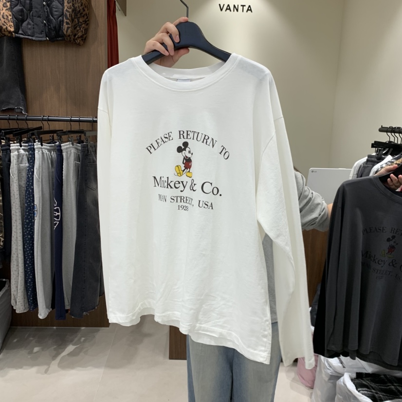 VANTA東大門實拍女士新品休閑人氣推薦時尚真品長袖T恤米奇VANTA長袖T恤圖色1