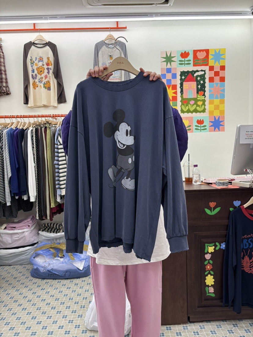 TOLL東大門實拍女士新品時尚人氣休閑真品長袖T恤米奇復古TOLL長袖T恤圖色3