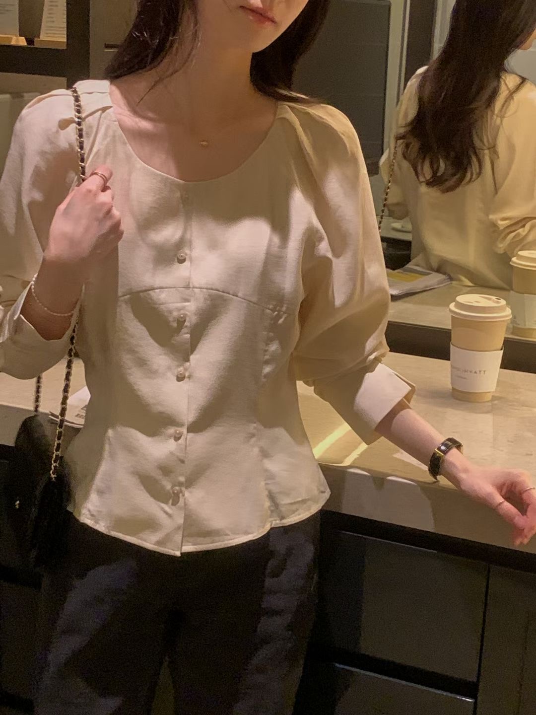 OSRO韓國代購女裝新品人氣休閑時尚真品推薦熱賣襯衫蕾絲衫OSRO襯衫/蕾絲衫