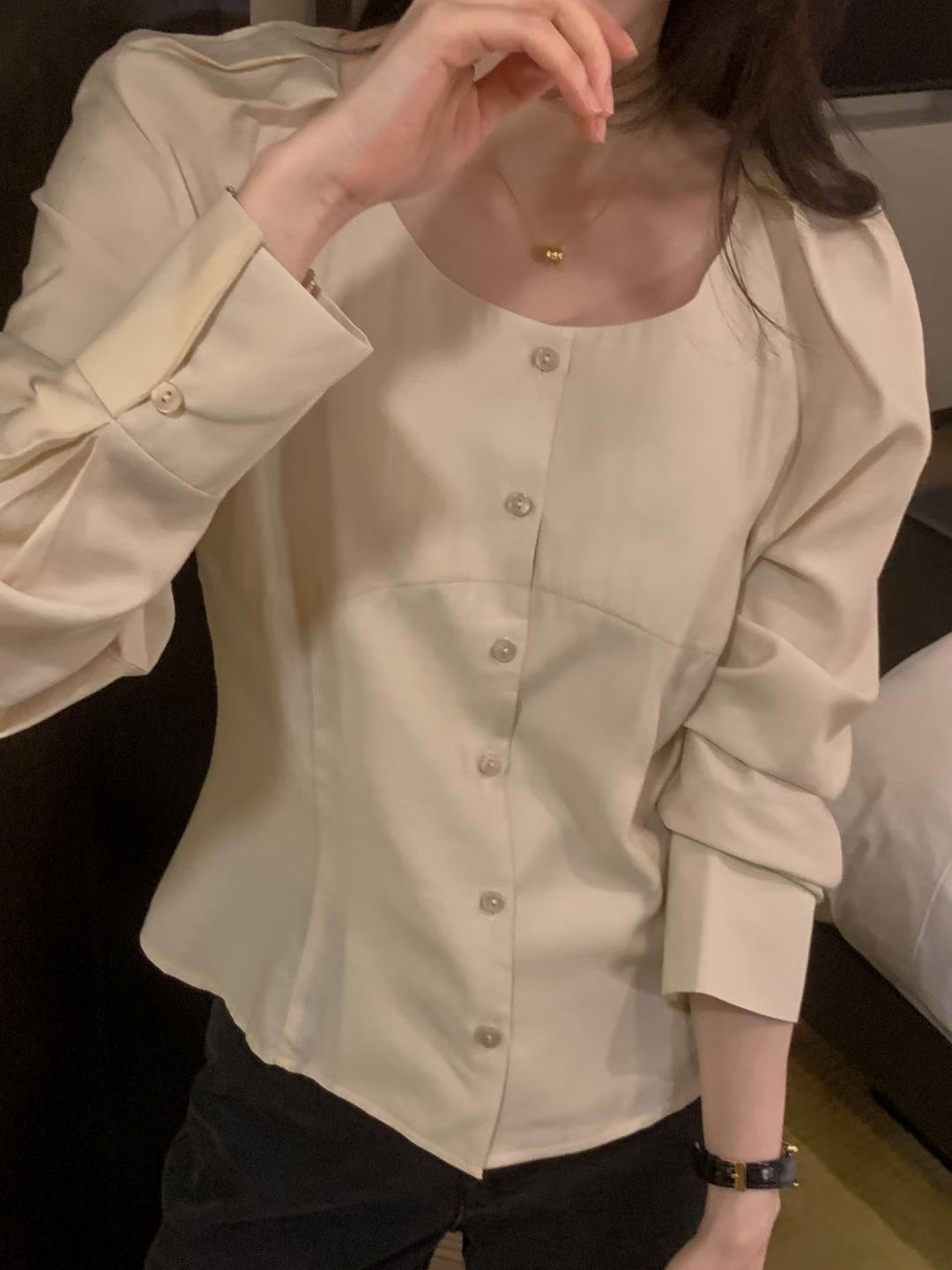 OSRO韓國代購女裝新品人氣休閑時尚真品推薦熱賣襯衫蕾絲衫OSRO襯衫/蕾絲衫圖色1