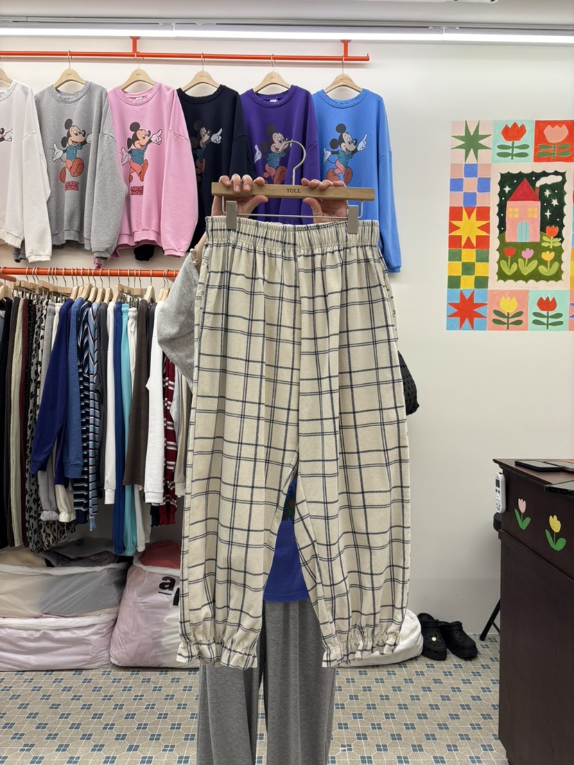 TOLL東大門代購女士新品人氣真品推薦休閑時尚休閑褲格子TOLL休閑褲圖色2
