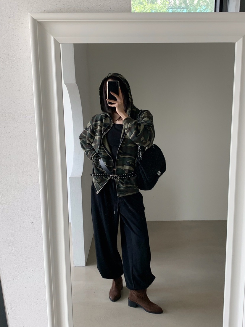VERANDA東大門代購女裝新品熱賣真品人氣衛衣拉鏈連帽衫迷彩VERANDA衛衣