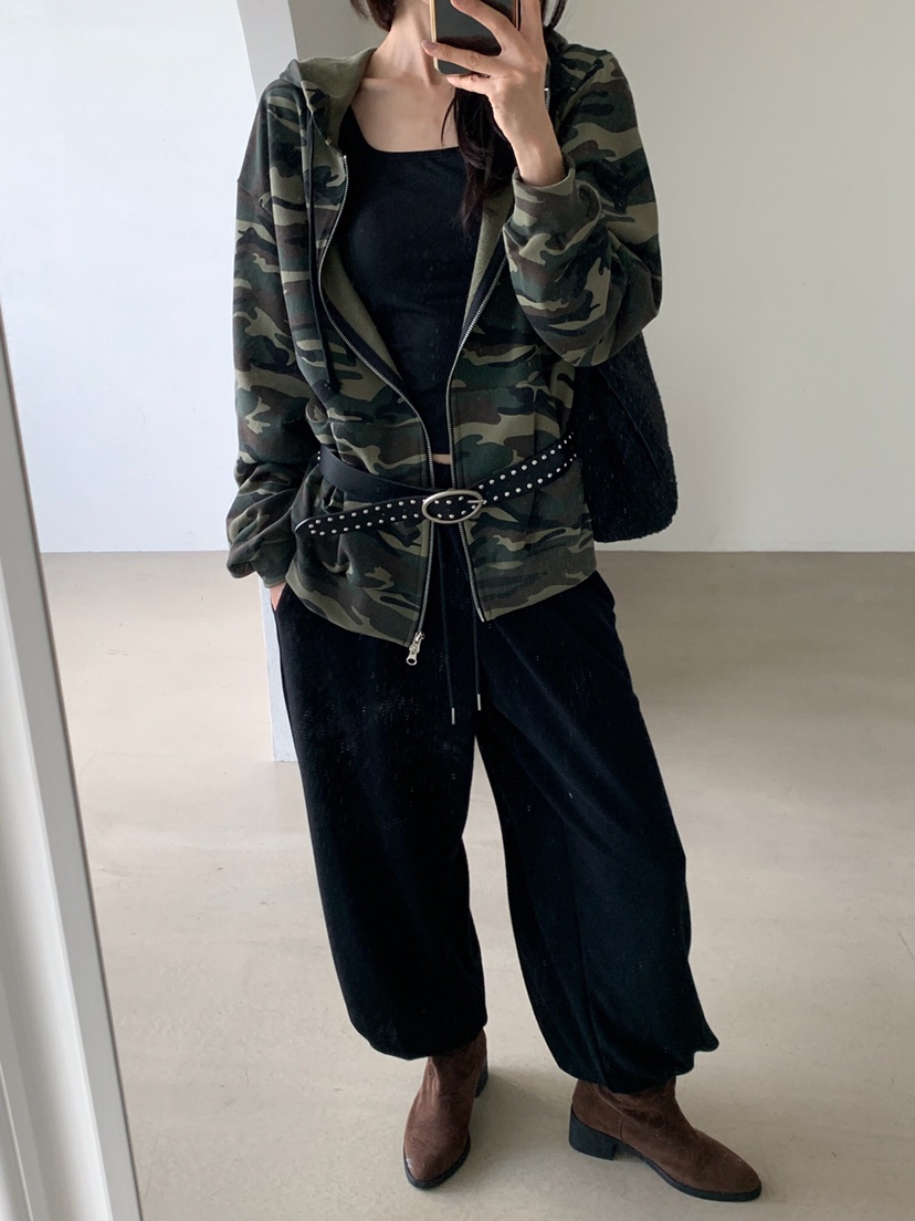 VERANDA東大門代購女裝新品熱賣真品人氣衛衣拉鏈連帽衫迷彩VERANDA衛衣