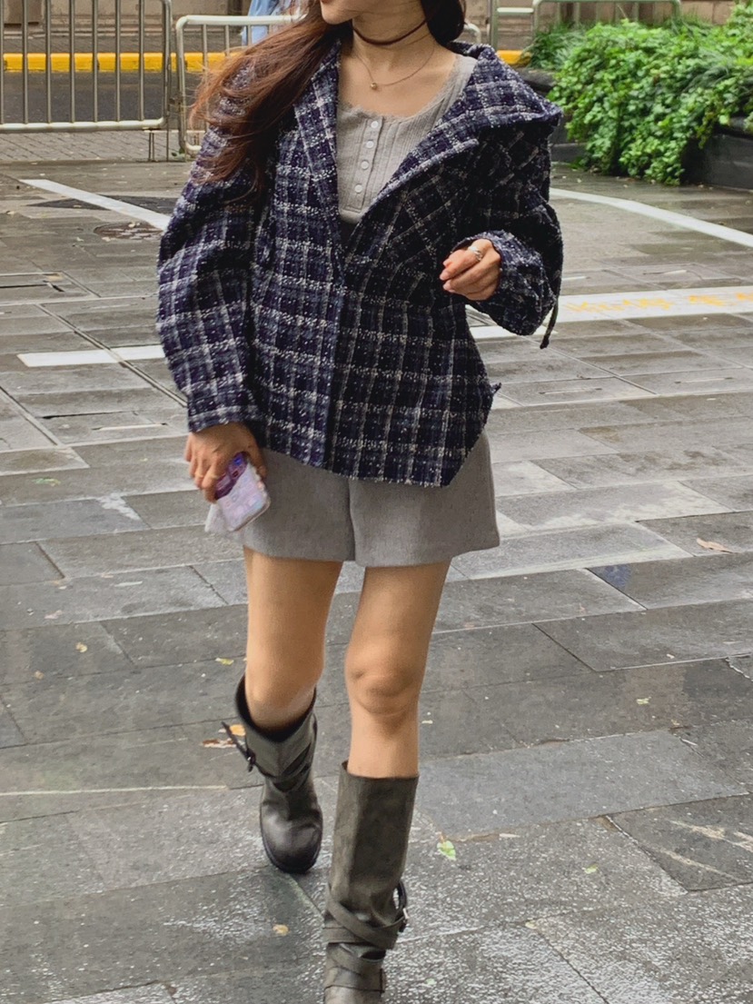 LA CREME東大門直郵女裝新品推薦真品時尚人氣短褲粗花呢LA CREME短褲