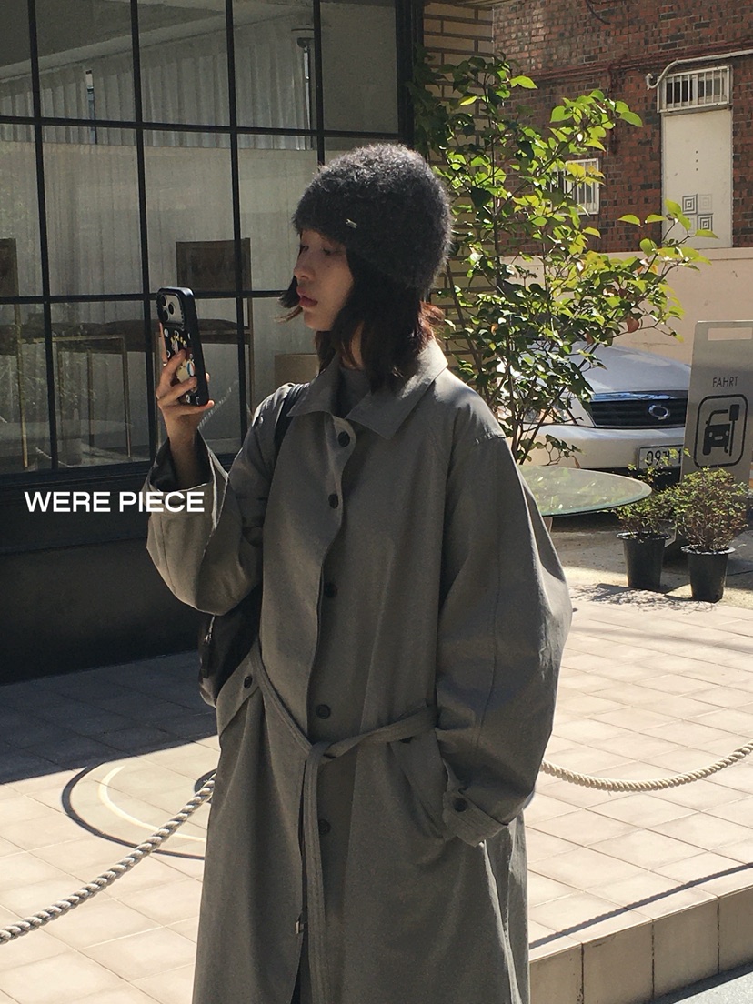 KARE/WEREPIECE東大門實拍女士新款休閑熱賣長款風衣含腰帶KARE/WEREPIECE長款風衣