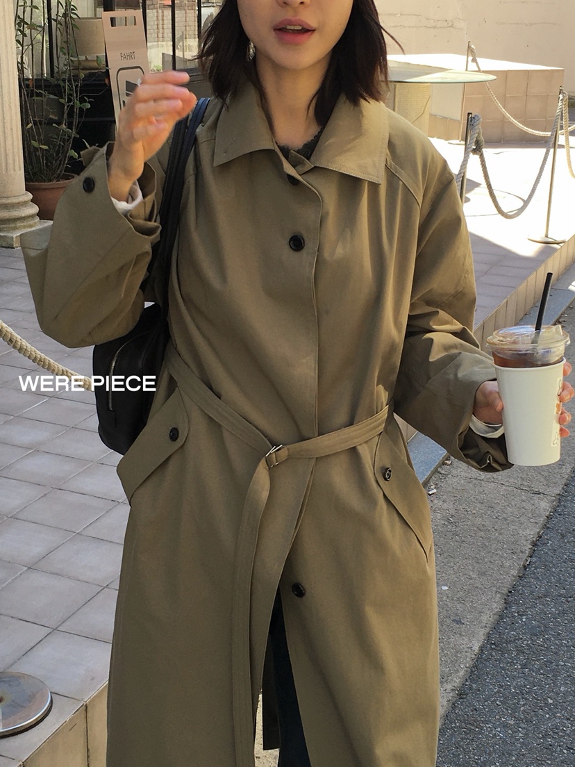 KARE/WEREPIECE東大門實拍女士新款休閑熱賣長款風衣含腰帶KARE/WEREPIECE長款風衣