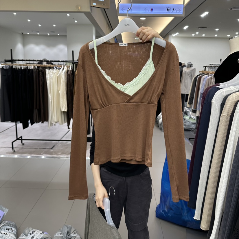 BENE東大門實拍女士新品推薦人氣時尚真品熱賣長袖T恤假兩件SHOP BENE_Bene長袖T恤圖色1