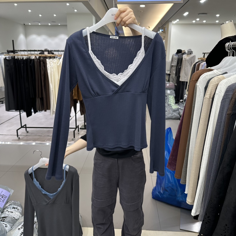 BENE東大門實拍女士新品推薦人氣時尚真品熱賣長袖T恤假兩件SHOP BENE_Bene長袖T恤圖色2