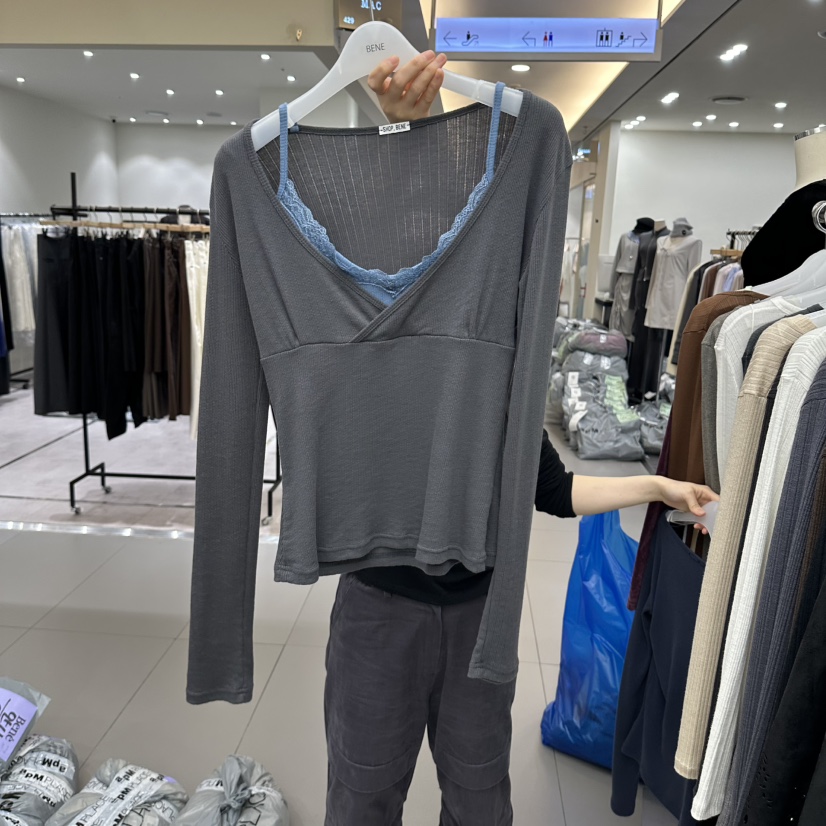 BENE東大門實拍女士新品推薦人氣時尚真品熱賣長袖T恤假兩件SHOP BENE_Bene長袖T恤圖色3