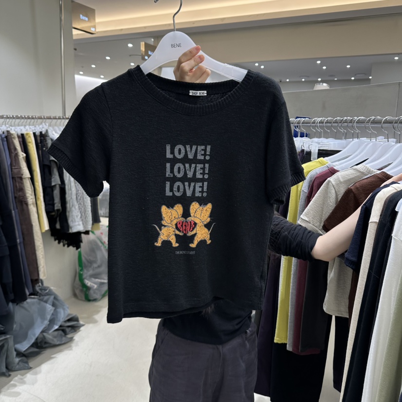 BENE韓國直郵女裝新品熱賣人氣休閑推薦時尚真品T恤SHOP BENE_BeneT恤圖色5黑色