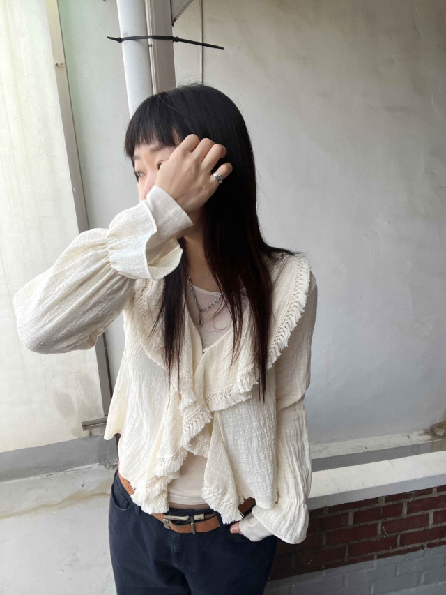 ROOOF韓國代購女士新品時尚真品休閑熱賣人氣襯衫蕾絲衫流蘇ROOOF襯衫/蕾絲衫