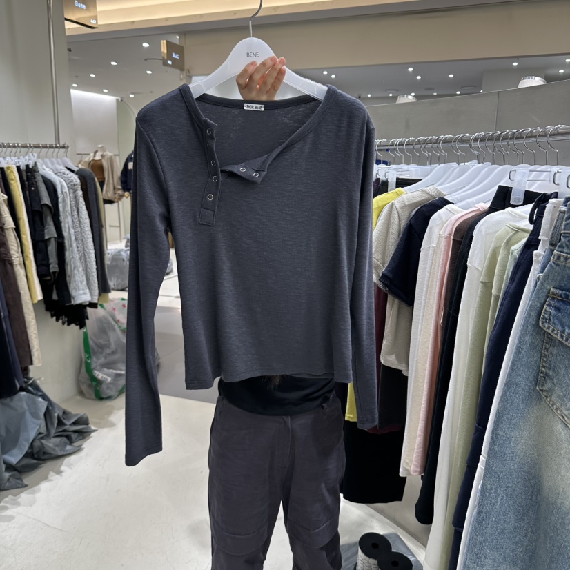 BENE韓國直郵女裝新款時尚人氣真品休閑熱賣推薦長袖T恤SHOP BENE_Bene長袖T恤圖色5墨色