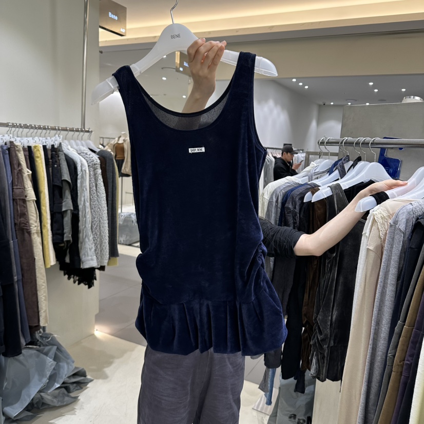 BENE東大門直郵女裝新款時尚真品休閑推薦熱賣吊帶背心褶邊SHOP BENE_Bene吊帶/背心圖色3深藍色